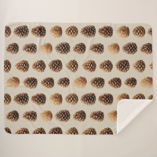 Couverture Sherpa Motif d'hiver Rustique Brown Pine Cône (Devant (Horizontal))