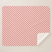 Couverture Sherpa Motif diagonal de bandes roses et blanches (Devant (Horizontal))
