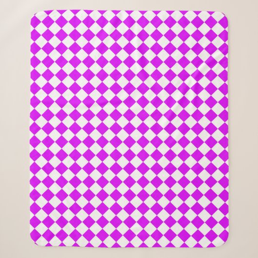 Couverture Sherpa Motif diamant de Checker blanc violet (Devant)