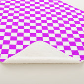 Couverture Sherpa Motif diamant de Checker blanc violet (3/4)