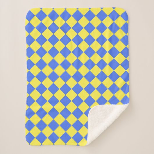 Couverture Sherpa Motif diamant jaune bleu Checker (Devant)