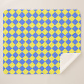 Couverture Sherpa Motif diamant jaune bleu Checker (Devant (Horizontal))