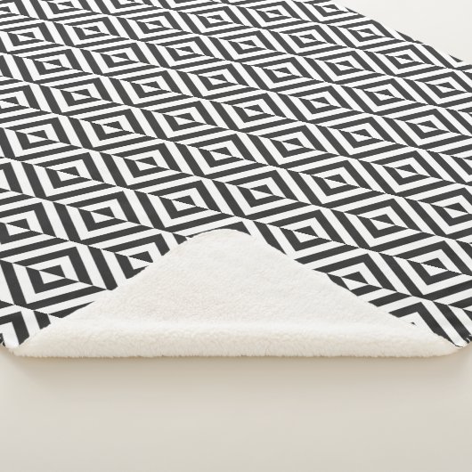 Couverture Sherpa Motif Diamant noir et blanc (3/4)