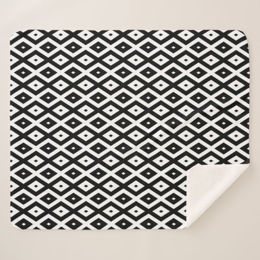 Couverture Sherpa Motif diamant noir et blanc (Devant (Horizontal))
