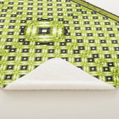 Couverture Sherpa Motif diamant noir, vert et blanc (3/4)