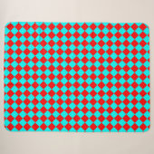 Couverture Sherpa Motif diamant Red Cyan Checker (Devant (Horizontal))