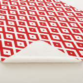 Couverture Sherpa Motif diamant rouge et blanc (3/4)