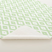 Couverture Sherpa Motif diamant vert pâle et blanc (3/4)