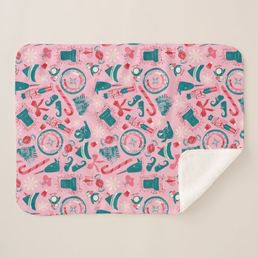 Couverture Sherpa Motif d'icône encadrée Elf Holiday (Devant (Horizontal))