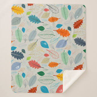 Couverture Sherpa Motif d'illustration Feuilles d'automne vintage