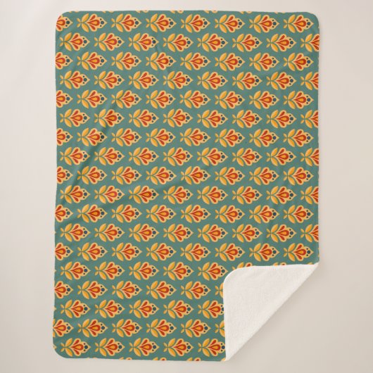 Couverture Sherpa Motif d'impression géométrique rétro du milieu du  (Devant)
