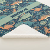 Couverture Sherpa Motif Dinosaur Texte personnalisé (3/4)