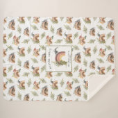 Couverture Sherpa Motif dinosaure à l'aquarelle | Sherpa monogramme (Devant (Horizontal))