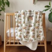 Couverture Sherpa Motif dinosaure à l'aquarelle | Sherpa monogramme