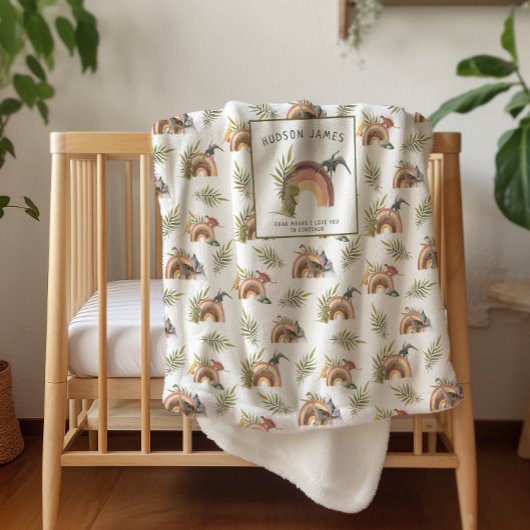 Couverture Sherpa Motif dinosaure à l'aquarelle | Sherpa monogramme