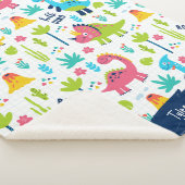 Couverture Sherpa Motif Dinosaure coloré avec nom enfant (3/4)