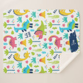 Couverture Sherpa Motif Dinosaure coloré avec nom enfant (Devant (Horizontal))