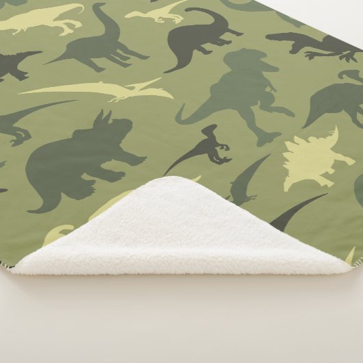 Couverture Sherpa Motif Dinosaure, Silhouette Dinosaure, Dino Vert (3/4)
