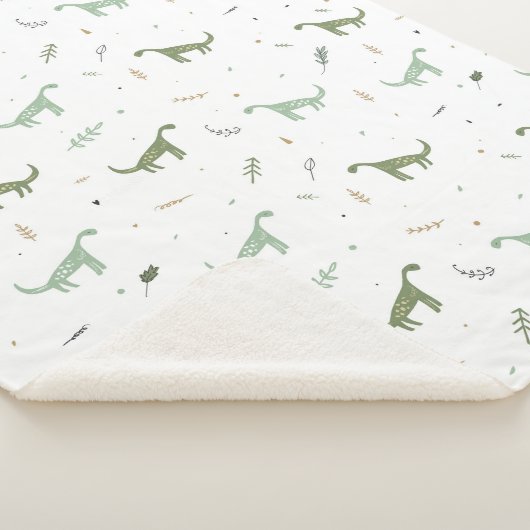 Couverture Sherpa Motif Dinosaure Vert (3/4)