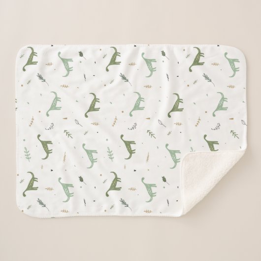 Couverture Sherpa Motif Dinosaure Vert (Devant (Horizontal))