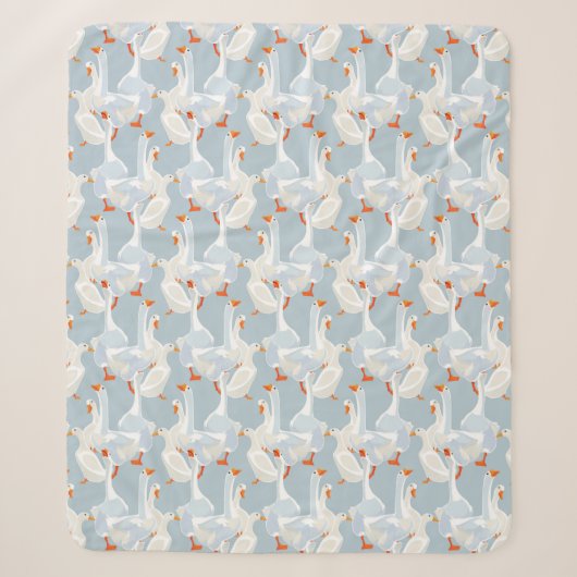 Couverture Sherpa Motif d'oies blanches (Devant)