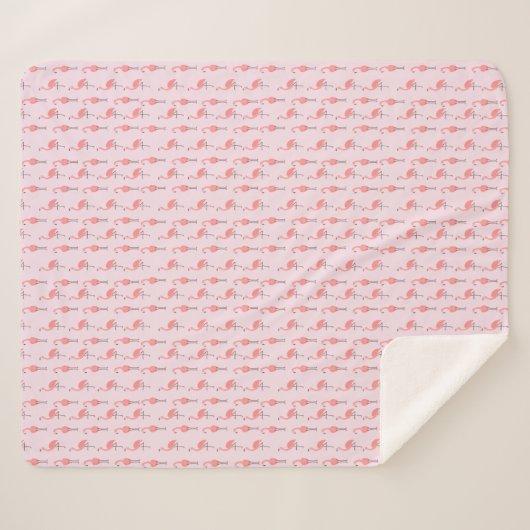 Couverture Sherpa Motif d'oiseaux de Flamant rose rose aléatoire (Devant (Horizontal))