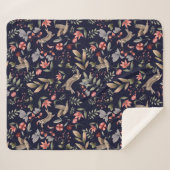 Couverture Sherpa Motif d'oiseaux de lapin sauvage (Devant (Horizontal))