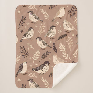 Couverture Sherpa Motif d'oiseaux lunaires