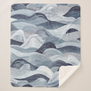 Couverture Sherpa Motif d'onde aquarelle. Arrière - plan sans coutur