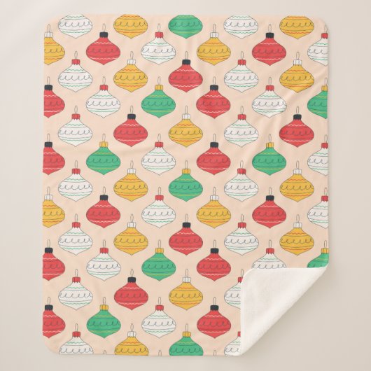 Couverture Sherpa Motif d'ornements de Noël rétro (Devant)