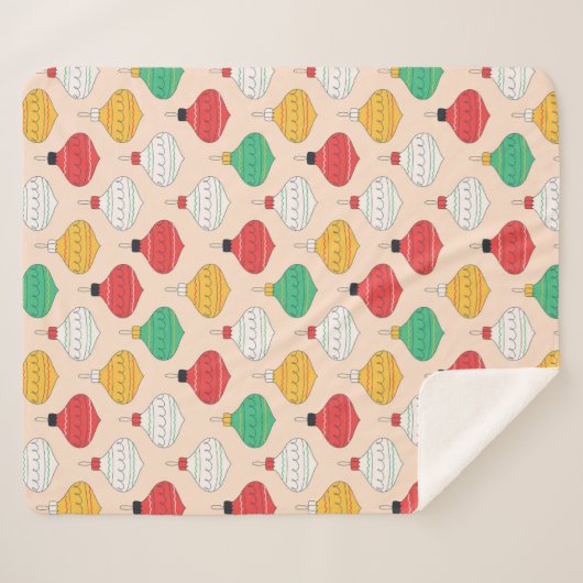 Couverture Sherpa Motif d'ornements de Noël rétro (Devant (Horizontal))