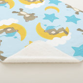 Couverture Sherpa Motif D'Ours, Mignonnes Ours, Nounours, Étoiles (3/4)
