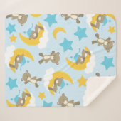 Couverture Sherpa Motif D'Ours, Mignonnes Ours, Nounours, Étoiles (Devant (Horizontal))