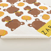 Couverture Sherpa Motif D'Ours, Mignons Ours, Citrouille, Votre Nom (3/4)