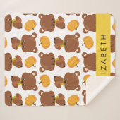 Couverture Sherpa Motif D'Ours, Mignons Ours, Citrouille, Votre Nom (Devant (Horizontal))