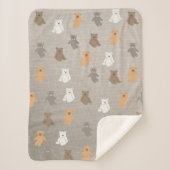 Couverture Sherpa Motif d'ours mou (Devant)