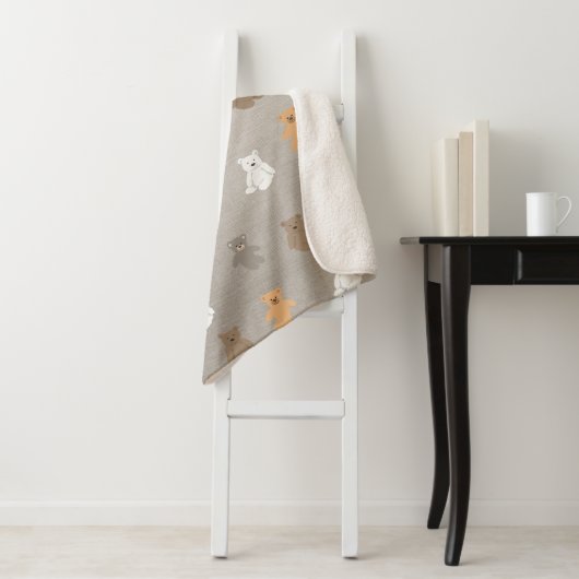 Couverture Sherpa Motif d'ours mou (En situation)