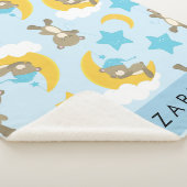 Couverture Sherpa Motif D'Ours, Nounours, Étoiles, Votre Nom (3/4)