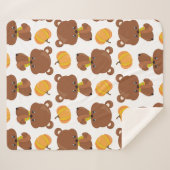 Couverture Sherpa Motif D'Ours, Ours Mignons, Automne, Citrouille (Devant (Horizontal))