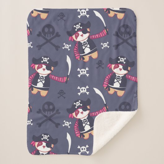 Couverture Sherpa Motif d'ours panda pirate mignon (Devant)