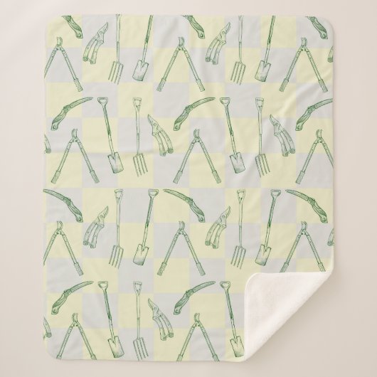 Couverture Sherpa Motif d'outils de jardinage (Devant)