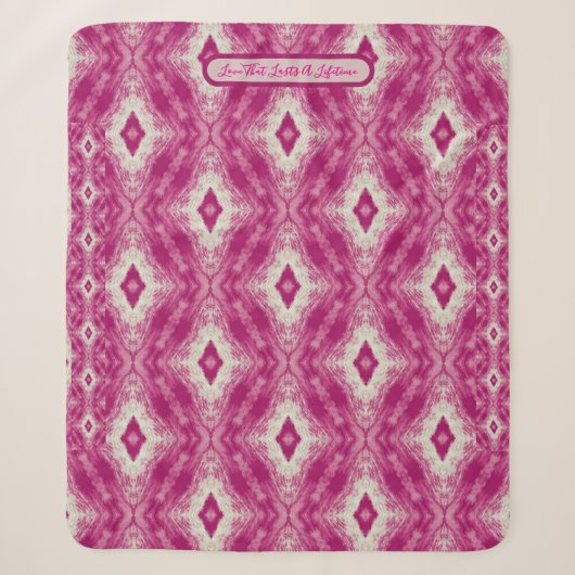 Couverture Sherpa Motif du Caire blanc et rose (Devant)