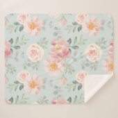 Couverture Sherpa Motif du jardin rose Rose Rose Pastel (Devant (Horizontal))