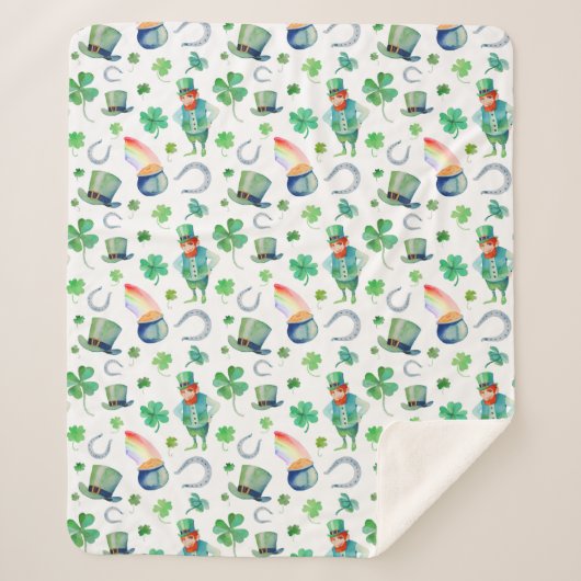Couverture Sherpa Motif du jour de St Patrick d'aquarelle (Devant)