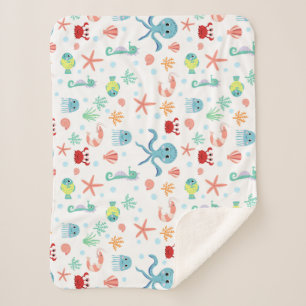 Couverture Sherpa Motif du monde marin