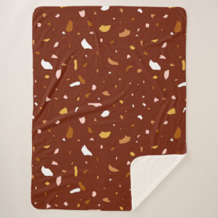 Couverture Sherpa Motif du Terrazzo Rouge