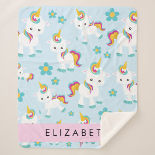 Couverture Sherpa Motif D'Unicornes, De Bonnes Unicornes, Votre Nom
