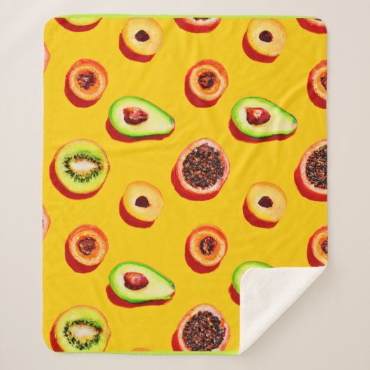 Couverture Sherpa Motif élégant à base de fruits néons (Devant)