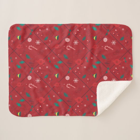 Couverture Sherpa Motif Elf Candy Checker (Devant (Horizontal))