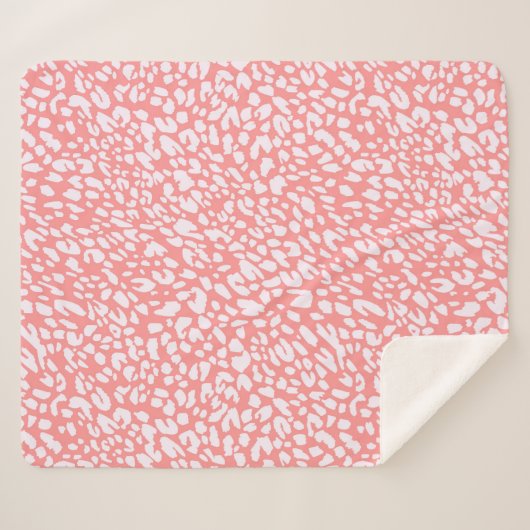 Couverture Sherpa Motif Empreinte de léopard corail (Devant (Horizontal))